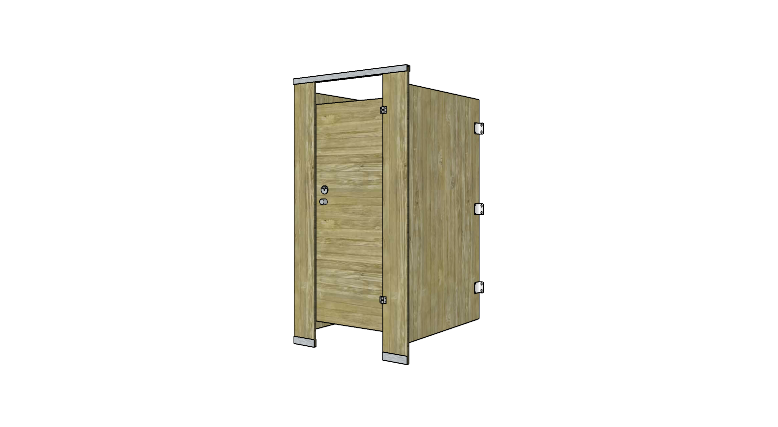 Cubículos baños HPL textura madera