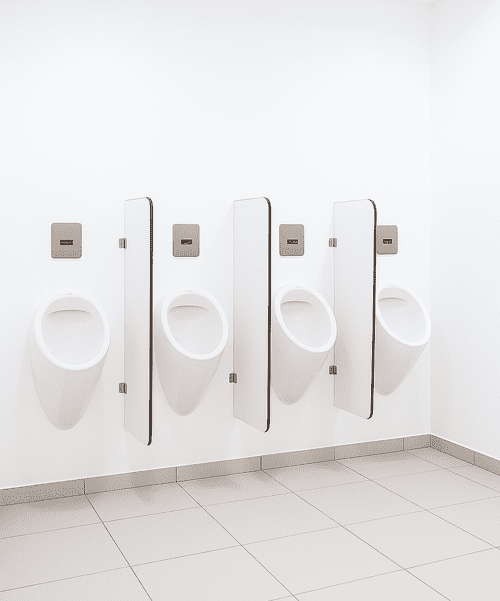 separadores de urinario placa hpl fenólico en baños de colegios, hospitales
