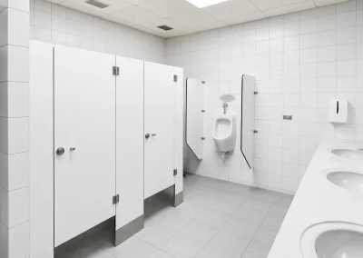 Cubículos de baños HPL instalados para la Municipalidad de Vitacura